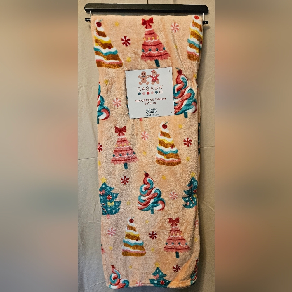 Candy Christmas Trees Throw Blanket NWT